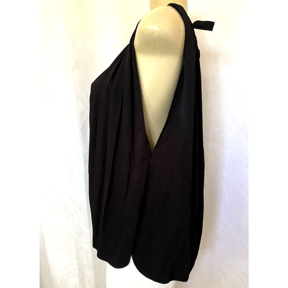 NWT HELMUT LANG Crepe Halter Top Black Tie Textured Blouse Sleeveless Sh… - Picture 4 of 8